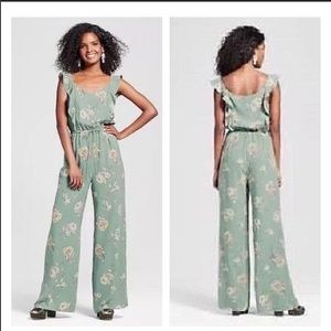 Floral Wide Leg Sage Jumpsuit by Xhilaration (M)